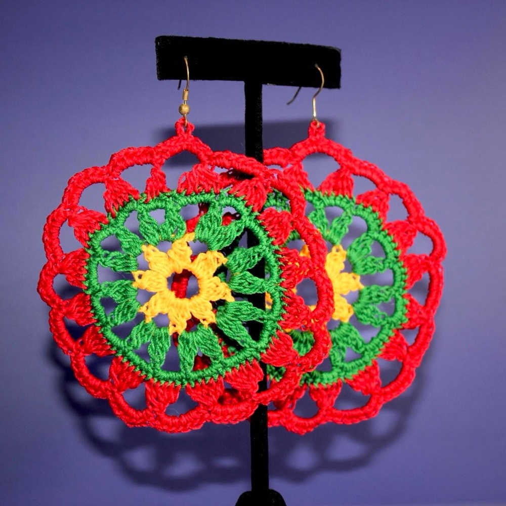 Colorful Crochet Hoop Earrings